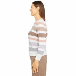 Petite Alfred Dunner Crewneck Long Sleeve Pointelle Chenille Sweater -Alfred Dunner Shop 5909849 ALT3
