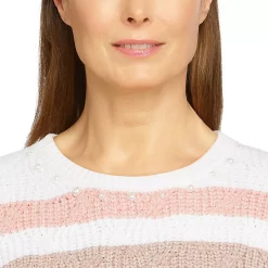 Petite Alfred Dunner Crewneck Long Sleeve Pointelle Chenille Sweater -Alfred Dunner Shop 5909849 ALT4