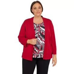 Petite Alfred Dunner Stripe Patch Sweater