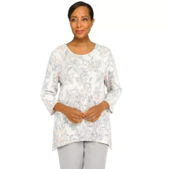 Petite Alfred Dunner Sharkbite Hem Crewneck Top