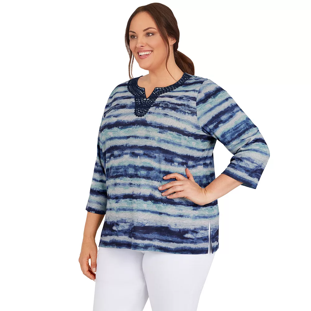 Plus Size Alfred Dunner Watercolor Print Top 3 Plus Size Alfred Dunner Watercolor Print Top - Image 3