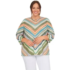 Plus Size Alfred Dunner Splitneck Chevron Print Top