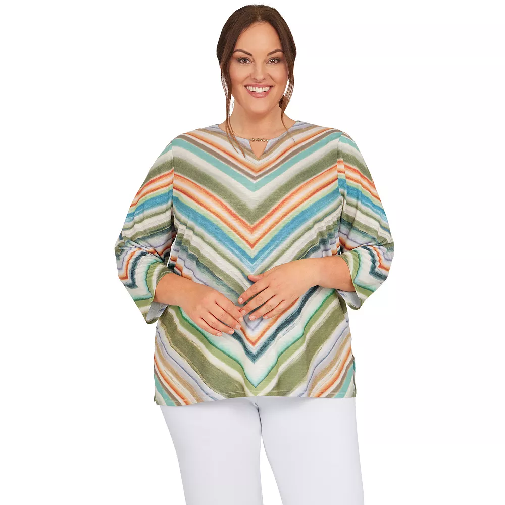 Plus Size Alfred Dunner Splitneck Chevron Print Top 1 Plus Size Alfred Dunner Splitneck Chevron Print Top