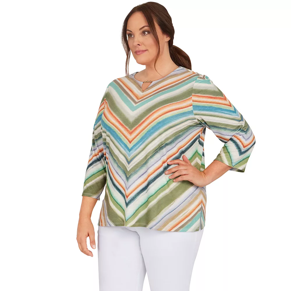 Plus Size Alfred Dunner Splitneck Chevron Print Top 3 Plus Size Alfred Dunner Splitneck Chevron Print Top - Image 3