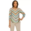 Petite Alfred Dunner Splitneck Chevron Print Top
