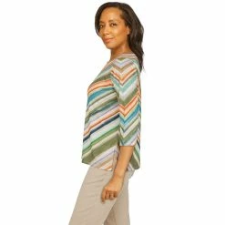 Petite Alfred Dunner Splitneck Chevron Print Top -Alfred Dunner Shop 5913445 ALT3