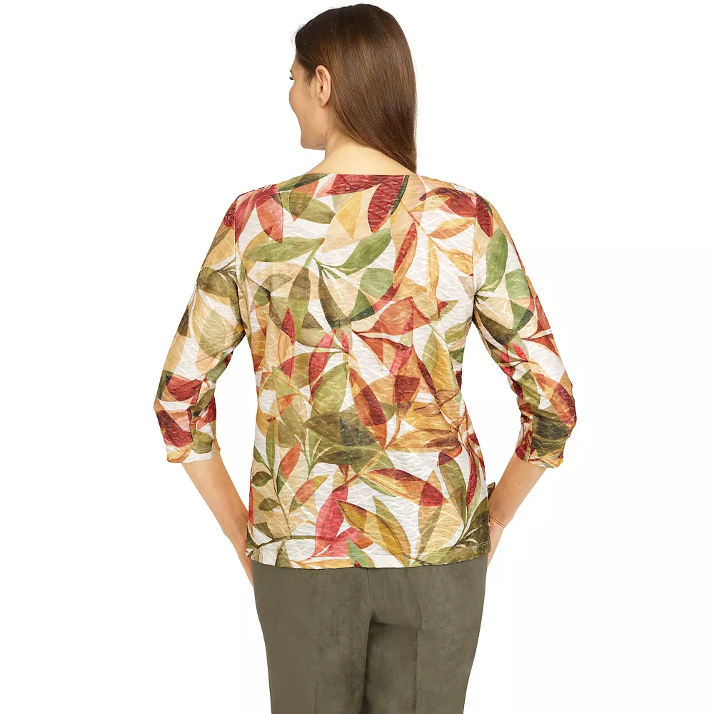 Petite Alfred Dunner Crewneck Three-Quarter Sleeve Print Top 2 Petite Alfred Dunner Crewneck Three-Quarter Sleeve Print Top - Image 2
