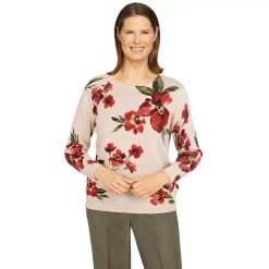 Petite Alfred Dunner Tossed Floral Print Sweater