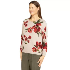 Petite Alfred Dunner Tossed Floral Print Sweater -Alfred Dunner Shop 5913463 ALT2