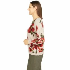 Petite Alfred Dunner Tossed Floral Print Sweater -Alfred Dunner Shop 5913463 ALT3