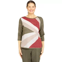 Petite Alfred Dunner Texture Colorblock Top