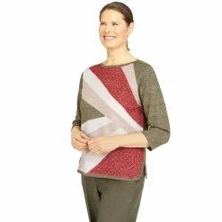 Petite Alfred Dunner Texture Colorblock Top -Alfred Dunner Shop 5913464 ALT2