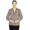 Petite Alfred Dunner Leopard Print Splitneck Shirt