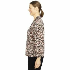 Petite Alfred Dunner Leopard Print Splitneck Shirt -Alfred Dunner Shop 5913466 ALT3