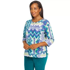 Women's Alfred Dunner Big Easy Chevron Print Top -Alfred Dunner Shop 5959072 ALT2