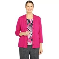 Women's Alfred Dunner Theater District Etched Plaid Sweater