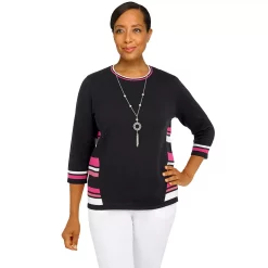 Women's Alfred Dunner Theater District Spliced Stripe Sweater