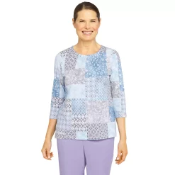 Women's Alfred Dunner Victoria Falls Monotone Print Top