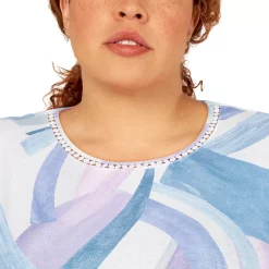 Plus Size Alfred Dunner Victoria Falls Crewneck Three-Quarter Bell Sleeve Print Top 9 Plus Size Alfred Dunner Victoria Falls Crewneck Three-Quarter Bell Sleeve Print Top -Alfred Dunner Shop 5960337 ALT4