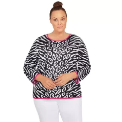 Plus Size Alfred Dunner Theater District Animal Jacquard Sweater