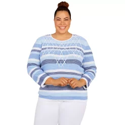 Plus Size Alfred Dunner Shenandoah Valley Stripe Sweater