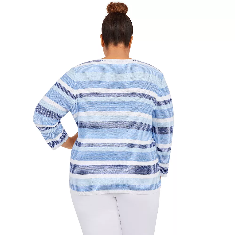 Plus Size Alfred Dunner Shenandoah Valley Stripe Sweater 2 Plus Size Alfred Dunner Shenandoah Valley Stripe Sweater - Image 2