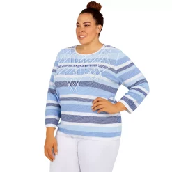 Plus Size Alfred Dunner Shenandoah Valley Stripe Sweater 7 Plus Size Alfred Dunner Shenandoah Valley Stripe Sweater -Alfred Dunner Shop 5960341 ALT2