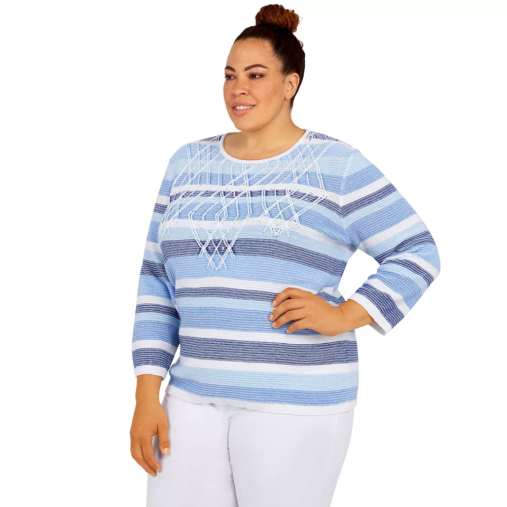 Plus Size Alfred Dunner Shenandoah Valley Stripe Sweater 3 Plus Size Alfred Dunner Shenandoah Valley Stripe Sweater - Image 3