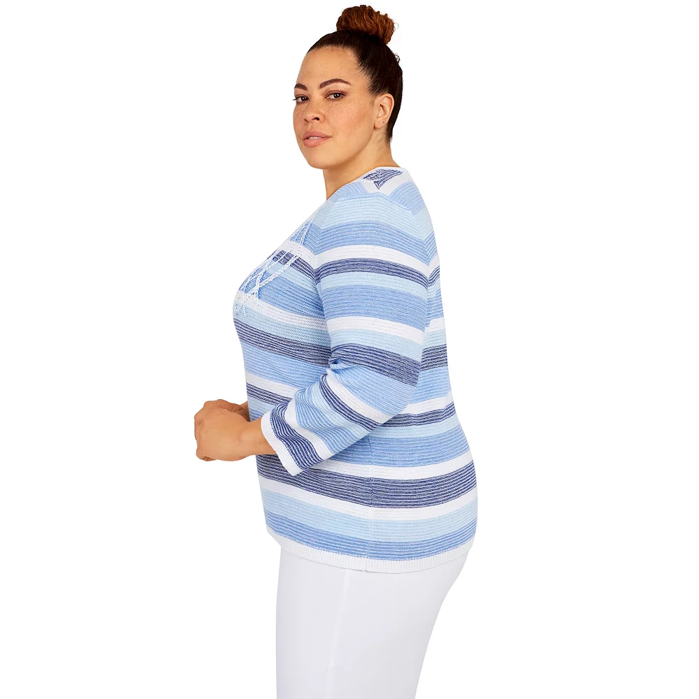 Plus Size Alfred Dunner Shenandoah Valley Stripe Sweater 4 Plus Size Alfred Dunner Shenandoah Valley Stripe Sweater - Image 4