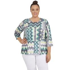 Plus Size Alfred Dunner Big Easy Chevron Print Top