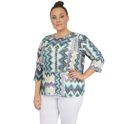Plus Size Alfred Dunner Big Easy Chevron Print Top -Alfred Dunner Shop 5960342 ALT2