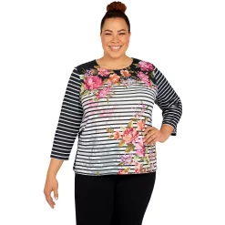 Plus Size Alfred Dunner Theater District Contrast Knit Top
