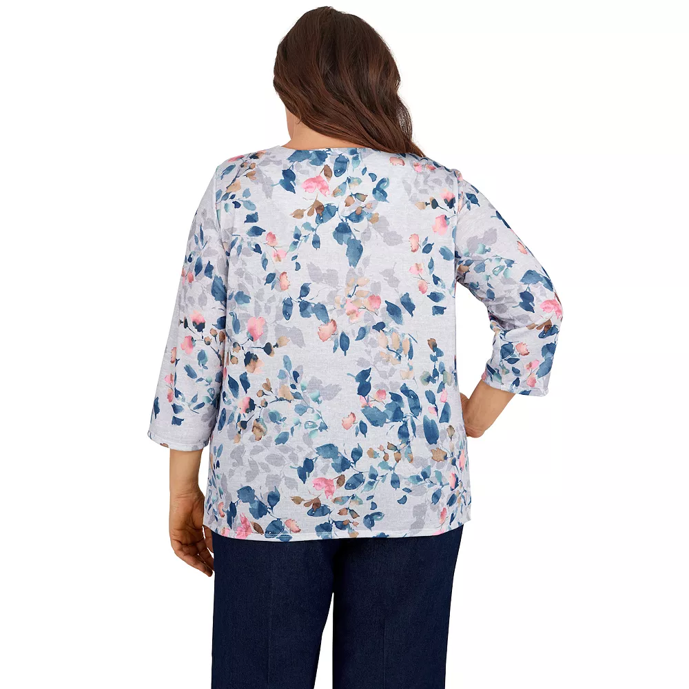 Plus Size Alfred Dunner Shenedoah Valley Leaf Print Top 2 Plus Size Alfred Dunner Shenedoah Valley Leaf Print Top - Image 2