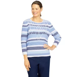 Petite Alfred Dunner Shenandoah Valley Stripe Sweater