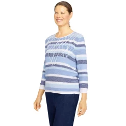 Petite Alfred Dunner Shenandoah Valley Stripe Sweater -Alfred Dunner Shop 5960590 ALT2