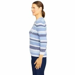 Petite Alfred Dunner Shenandoah Valley Stripe Sweater -Alfred Dunner Shop 5960590 ALT3