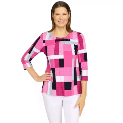 Petite Alfred Dunner Theater District Colorblock Print Top
