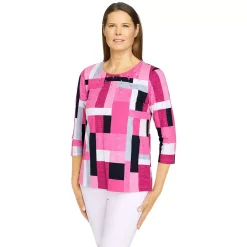 Petite Alfred Dunner Theater District Colorblock Print Top -Alfred Dunner Shop 5960592 ALT2