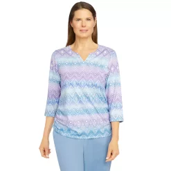 Petite Alfred Dunner Victoria Falls Print Top