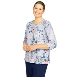 Petite Alfred Dunner Shenandoah Valley Leaf Print Top -Alfred Dunner Shop 5960604 ALT2