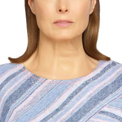 Petite Alfred Dunner Shenandoah Valley Fine-Line Stripe Print Top -Alfred Dunner Shop 5960629 ALT4