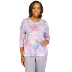 Petite Alfred Dunner Soft Spoken Stained Glass Knit Top