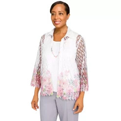 Plus Size Alfred Dunner Soft Spoken Floral Border Two-For-One Shirt 6 Plus Size Alfred Dunner Soft Spoken Floral Border Two-For-One Shirt -Alfred Dunner Shop 6007451 ALT2