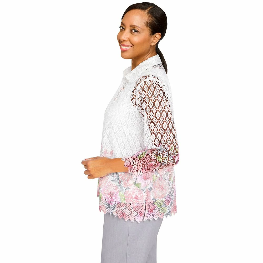 Plus Size Alfred Dunner Soft Spoken Floral Border Two-For-One Shirt 4 Plus Size Alfred Dunner Soft Spoken Floral Border Two-For-One Shirt - Image 4