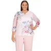 Plus Size Alfred Dunner Soft Spoken Floral Basket-Weave Textured Knit Top