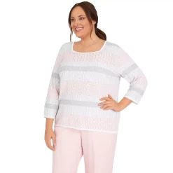 Plus Size Alfred Dunner Soft Spoken Biadere Textured Sweater -Alfred Dunner Shop 6007459 ALT2