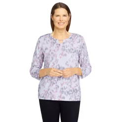 Plus Size Alfred Dunner Soft Spoken Shimmer Animal Print Sweater