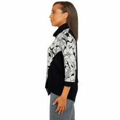 Women's Alfred Dunner Empire State Texture Spliced Asymmetrical Hem Cowlneck Top -Alfred Dunner Shop 6009734 ALT3