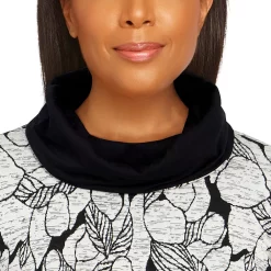 Women's Alfred Dunner Empire State Texture Spliced Asymmetrical Hem Cowlneck Top -Alfred Dunner Shop 6009734 ALT4