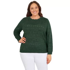 Plus Size Alfred Dunner Classics Cashmelon Sweater -Alfred Dunner Shop 6009790 Balsam Metallic